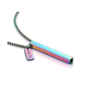 Collar con Colgante de Fe y Barra Cuadrada de Acero Inoxidable PVD para Yoga y Respiración |   Herramienta de Relajación Multicolor para Meditación y Calma - Product Image 5