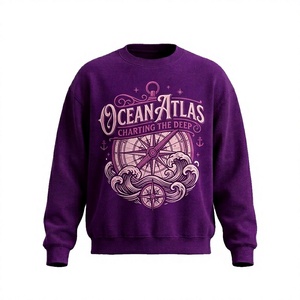 เสื้อสเวตเชิ้ตคอกลมพิมพ์ลายแผนที่มหาสมุทร Ocean Atlas สำหรับผู้ชาย สวมใส่สบาย ทรงปกติ ผลิตจากผ้าฝ้ายถัก เหมาะสำหรับฤดูใบไม้ร่วง สไตล์สตรีทแวร์ - Product Image 1