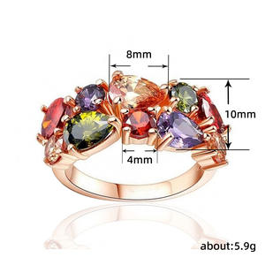 Anello Q390 Placcato in Oro Rosa con Gemme, Taglio a Pera, Pietre Multicolore, Gioiello da Donna per Uso Quotidiano - Product Image 5