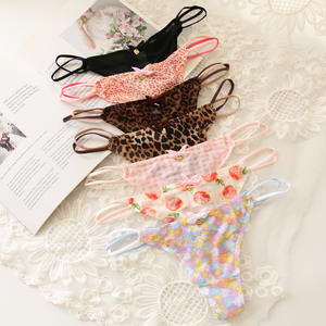 4 boyutları gazlı bez T pantolon bayanlar sevimli düşük bel pembe iç çamaşırı şeffaf leopar baskı seksi kadın seksi seksi iç çamaşırı - Product Image 1