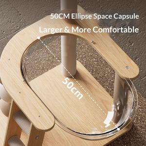 Arbre à chat en chêne massif avec boule en sisal + lit capsule spatiale - <span class=keywords><strong>Tour</strong></span> de griffoir vertical pour chats <span class=keywords><strong>d</strong></span>'intérieur, structure <span class=keywords><strong>d</strong></span>'escalade en bois naturel - Product Image 3