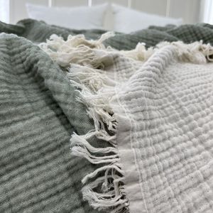 <span class=keywords><strong>Couverture</strong></span> en mousseline <span class=keywords><strong>personnalisée</strong></span> bon marché, couleurs contrastées avec des franges, <span class=keywords><strong>couverture</strong></span> en mousseline de luxe pour bébés filles et garçons - Product Image 3