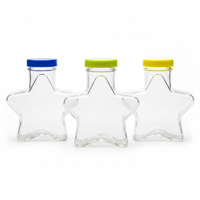 Bouteille en plastique PET transparente de 160 ml en forme d'étoile à 5 branches, qualité alimentaire, avec couvercle à vis, impression UV, pour bonbons, biscuits, bijoux - Vente en gros OEM