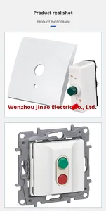 Выключатель настенный JINAOELEC, традиционный французский стандарт, панель из АБС-пластика, однополюсный, двухклавишный, 20А, 250В - Product Image 4