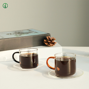 100ml màu thủy tinh borosilicate cà phê Cappuccino Espresso Ly 100ml Cá Nhân Nhỏ ly cà phê thủy tinh với chiếc đĩa - Product Image 4