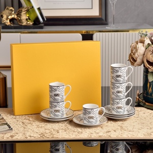2026 paper clip ceramic 6-Piece cup and saucer coffee sets for Weddings Gifts - Product Image 3