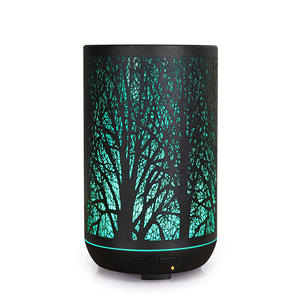 Diffuseur d'arômes de branche de forêt, humidificateur ultrasonique 300 ml avec lumière LED, pour usage domestique, noir - Product Image 1