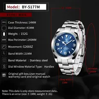 Benyar 5177 Business Automatik Uhrwerk Uhren Chronograph Reloj Classic Fashion Luxus Herren Armbanduhr