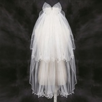 Voile de mariée GENYA en dentelle 50 cm, voile de mariée cathédrale ivoire, longueur chapelle, voiles de mariée pour enfants avec appliques, tendance