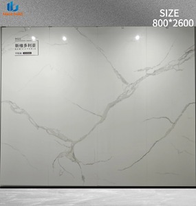 กระเบื้องพอร์ซเลนลายหินอ่อนหรูหราแบบใหม่ ขนาด 800x2600 มม. ผิวเงาขัดมัน 4 ชิ้น ลายต่อเนื่อง สำหรับผนังหลังทีวี - Product Image 5