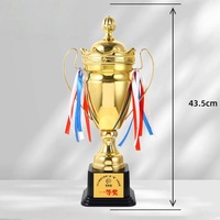 Coupe de trophée de couleur personnalisée de 43.5cm à 60cm avec impression de base noire de haute qualité et grande tasse de trophée de football populaire plaquée
