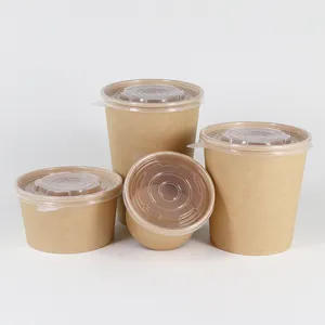 Wholesale eco-friendly hot sale disposable kraft paper bowl for soup food packaging from factory supplier