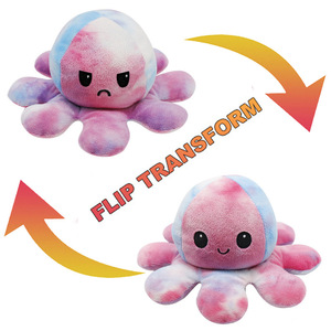 Peluche Pieuvre Réversible Double Face, Poupée en Peluche Pieuvre à Double Face Changeant d'Humeur, Décoration Douce en Peluche, Cadeau - Product Image 1