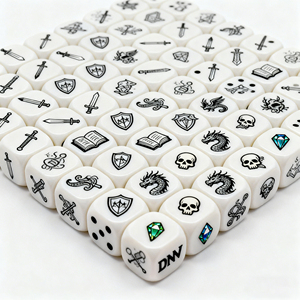 Оптовые партии игральных костей D6 (6-гранных) 12 мм, 16 мм, 19 мм, 22 мм из пластика, смолы, акрила с гравировкой для игр D&D (дизайн на заказ) - Product Image 2