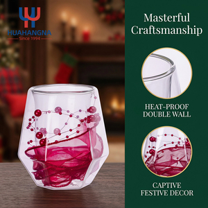 Gobelet en verre avec ruban perlé de Noël et logo personnalisé, boîte cadeau de luxe, verrerie décorative pour cadeaux de fêtes, vente en gros - Product Image 3