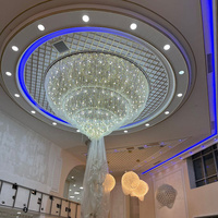 Lustre en cristal multicouche en forme de bol, grand luminaire suspendu personnalisé pour hall d'hôtel, salle de banquet, grande salle de bal