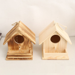 Nichoir en bois de petite taille en forme de maison avec porte pour l'élevage domestique, nid à oiseaux suspendu pour l'extérieur - Product Image 2