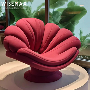 WISEMAX FURNITURE Chaise longue en fibre de verre en forme de <span class=keywords><strong>fleur</strong></span> avec couleur Tissu personnalisé Mobilier d'hôtel décoratif - Product Image 2