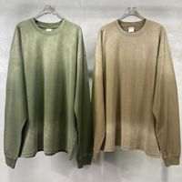 T-shirt à manches longues pour homme en coton 100% vintage 275 GSM, lavage à l'acide, poids lourd, surdimensionné