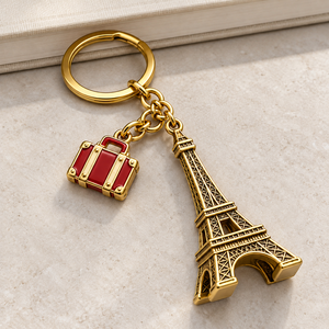 Llavero de Metal Fundido a Presión con Diseño 3D Personalizado de la Torre Eiffel y Colgante de Maleta Esmaltado OEM ODM - Product Image 1