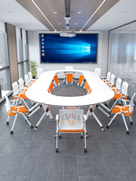Table de conférence et de formation pliante moderne en fer, réglable, avec chaises, ensemble modulaire long et mobile pour l'école