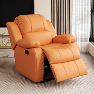 Contemporary Faux Leather <b>Recliner</b> Chair with Padded Arms and Button Operation for Living Room Use - Product Image 1