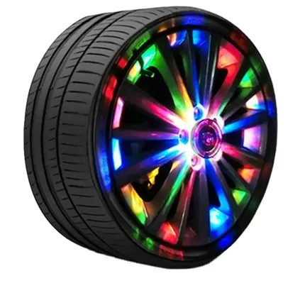 Hot sale novel design car decoration accessories led car wheel lights RGB flashing colorful solar car hub light