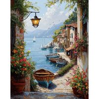 CHENISTORY Peinture par numéros Thème Ville et Bord de Mer pour Adultes, Dessin sur Toile, Décoration Intérieure, Art DIY, Cadeau