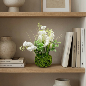 Composition de table en boule de mousse artificielle avec lys de la vallée, mini-plante portable, décoration d'intérieur, idée cadeau pour bureau - Product Image 3