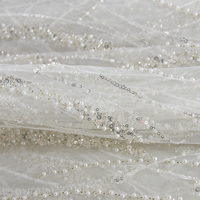 Tissu en dentelle extensible soluble dans l'eau avec strass, broderie de mariée, paillettes, tulle, maille pour robes de mariée et robes de soirée