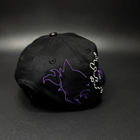 Casquette de baseball unisexe hip-hop avec logo personnalisé, modèle original neuf, broderie 3D, strass, motif flamme, doublure en satin violet