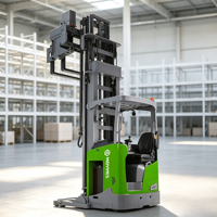 Chariot élévateur à fourche étroit MOVMES VNA 1,5t avec batterie lithium-ion 48V, déplaceur latéral hydraulique, portée 3 directions, levée 12m, pour petits travaux