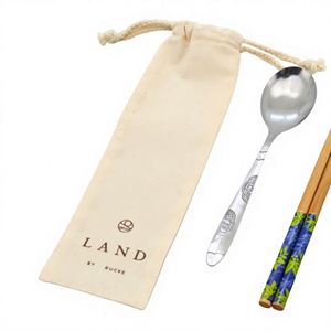 Bolsa de Lona de Algodón Reciclable con Cordón y Logotipo Personalizado, Estuche para Cubiertos, Almacenamiento de Utensilios para Viajes, Oficina, Manualidades, Paquete YJX - Product Image 4