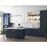 Meubles de cuisine modulaires en bois massif de style européen avec comptoir en marbre, robinet, charnière, évier - Design Shaker en cerisier rouge personnalisé