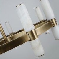 Lustre rond en laiton américain moderne fait main sur mesure avec alabâtre espagnol pour salon, cuisine, villa, hôtel, escalier, chambre