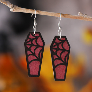 Aleación de moda geométrica Halloween Goth Spider Web Bat ataúd divertido colgante pendientes para mujeres UIONEN 1137 - Product Image 4