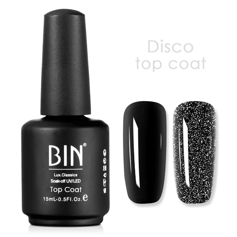 BIN hot selling Nail Polish Uv Nail Gel 15ml Glitter Diamond Nail Art Shining DISCO top coat