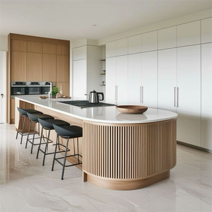 Armoire de <span class=keywords><strong>cuisine</strong></span> américaine mince à rainures en contreplaqué plaqué bois avec <span class=keywords><strong>accessoires</strong></span> - Product Image 1