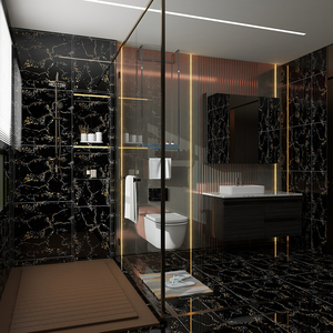 <span class=keywords><strong>Carrelage</strong></span> noir poli veiné or, <span class=keywords><strong>carrelage</strong></span> de sol en porcelaine foncé semi-granite poli - Product Image 5