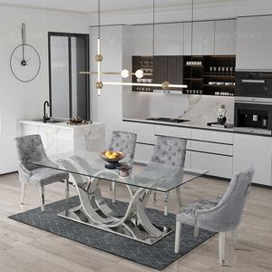 <span class=keywords><strong>Table</strong></span> à <span class=keywords><strong>manger</strong></span> rectangulaire en acier inoxydable avec plateau en verre trempé <span class=keywords><strong>pour</strong></span> 6 à 8 <span class=keywords><strong>personnes</strong></span>, meubles chinois - Product Image 1