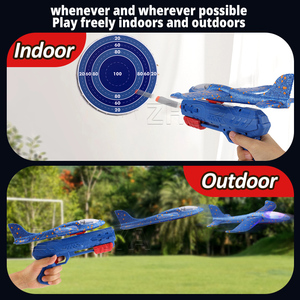 Zhorya Trẻ Em Ngoài Trời Đồ Chơi 2 Trong 1 Bay Trượt Máy Bay Bọt Máy Bay Launcher Đồ Chơi Catapult Máy Bay Súng Với Mềm Đạn - Product Image 3