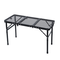 Table de pique-nique pliable légère en fer, hauteur réglable, design portable pour usage extérieur (BBQ, randonnée, plage), sac de transport inclus