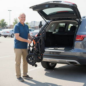 Silla de Ruedas Eléctrica Plegable Ligera de Venta Caliente, Motor Dual de 500W, Batería de 12AH/20AH, Silla de Ruedas Eléctrica con Absorción de Impactos - Product Image 3