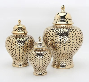 Hiện đại gingers Jar với nắp Hiện Đại Trắng gốm Hollow Out gừng Jar cho văn phòng nhà bên trang trí đám cưới - Product Image 3