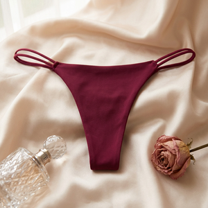 Tanga de seda helada sin costuras para mujer, de tiro bajo, ultrafina, invisible, sexy, transpirable, con espalda en T, venta al por mayor - Product Image 4