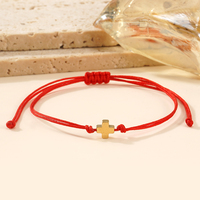 Go2boho Bracelets personnalisés faits à la main bijoux cordon multicolore plaqué or breloque croix Bracelet corde réglable amitié