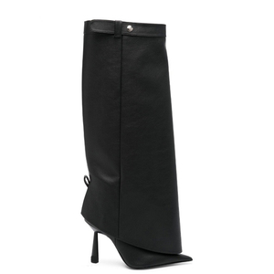 Women Solid Pants Long Boots High Heels Pointy Toe Sexy Knee High Booties Overlay on Stiletto <b>Shoes</b> - Product Image 6