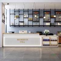 Comptoir d'accueil sur mesure avec bordure simple pour salon de thé, bar, salon de beauté et magasin de vêtements