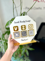 Sur mesure Logo personnalisé acrylique QR Code signe méthode de paiement signe de numérisation pour les affaires Lucite médias sociaux Bar Table tente