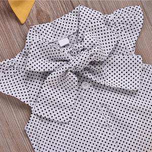 Toddler <b>Baby</b> Girl Clothes Casual Polyester/Cotton Flutter Short Sleeve Bowknot Shirt Overall Skirt <b>Headbands</b> 3pcs Outfits Set - Product Image 4